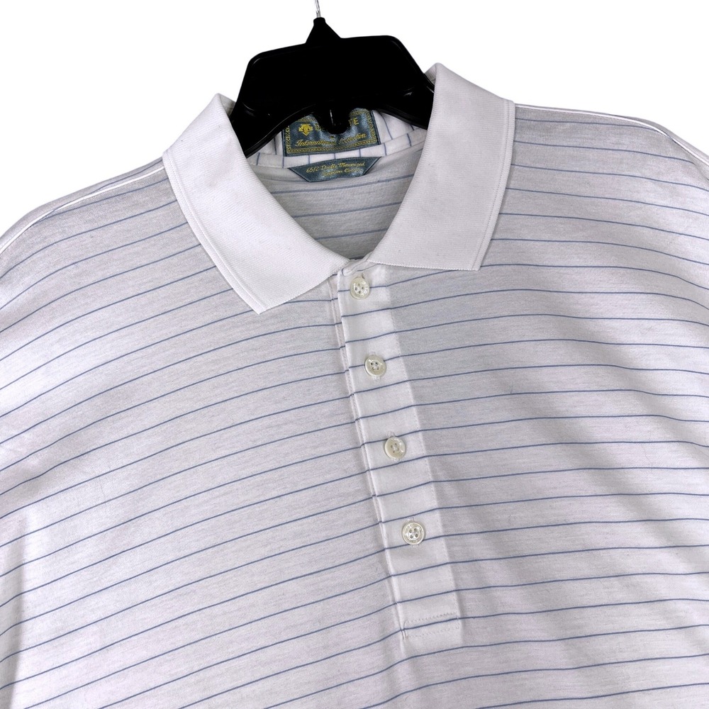 DESCENTE International Collection Polo Shirt Striped Egyptian Cotton XL Preppy